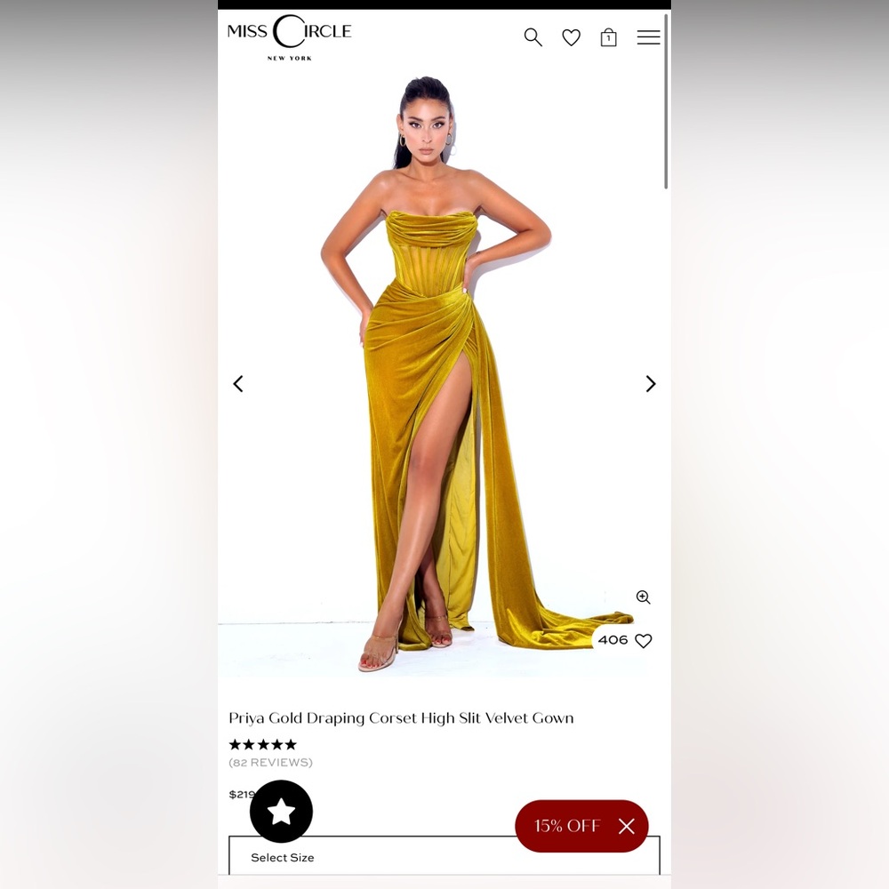 Priya Gold Draping Corset High Slit Velvet Dress - Miss Circle